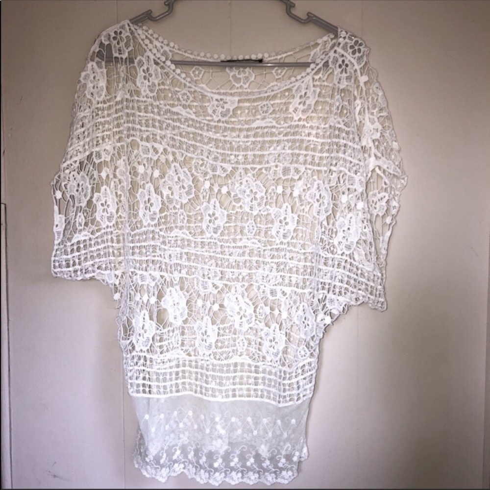 Dulcie white lace crochet top medium